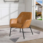 Fauteuil d'appoint Brooks en similicuir avec surpiqûres et pieds noirs