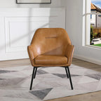 Fauteuil d'appoint Brooks en similicuir avec surpiqûres et pieds noirs