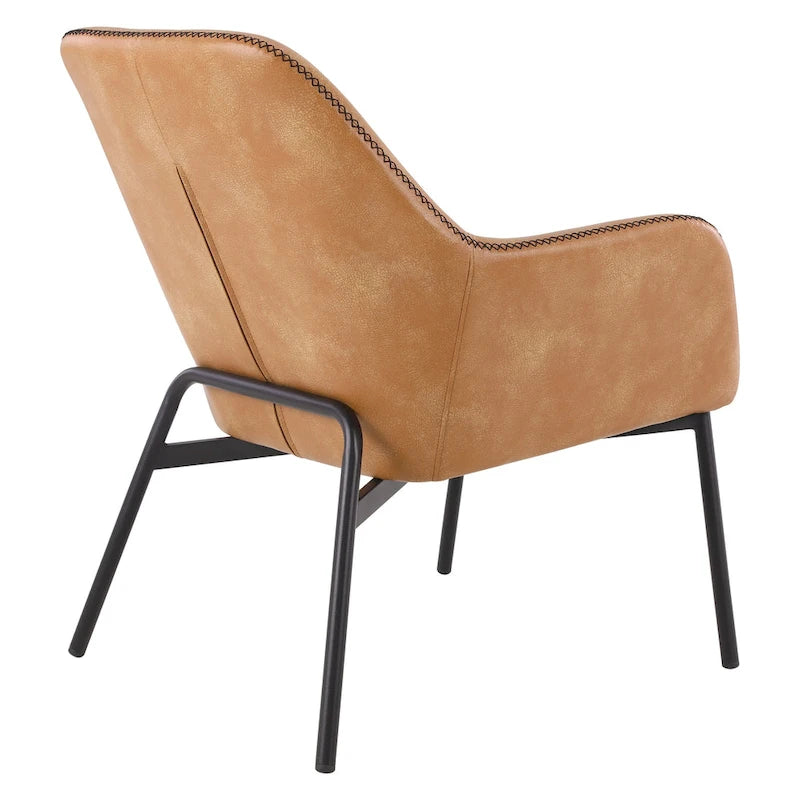 Fauteuil d'appoint Brooks en similicuir avec surpiqûres et pieds noirs
