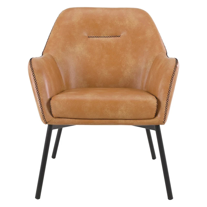 Fauteuil d'appoint Brooks en similicuir avec surpiqûres et pieds noirs