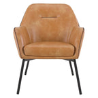 Fauteuil d'appoint Brooks en similicuir avec surpiqûres et pieds noirs