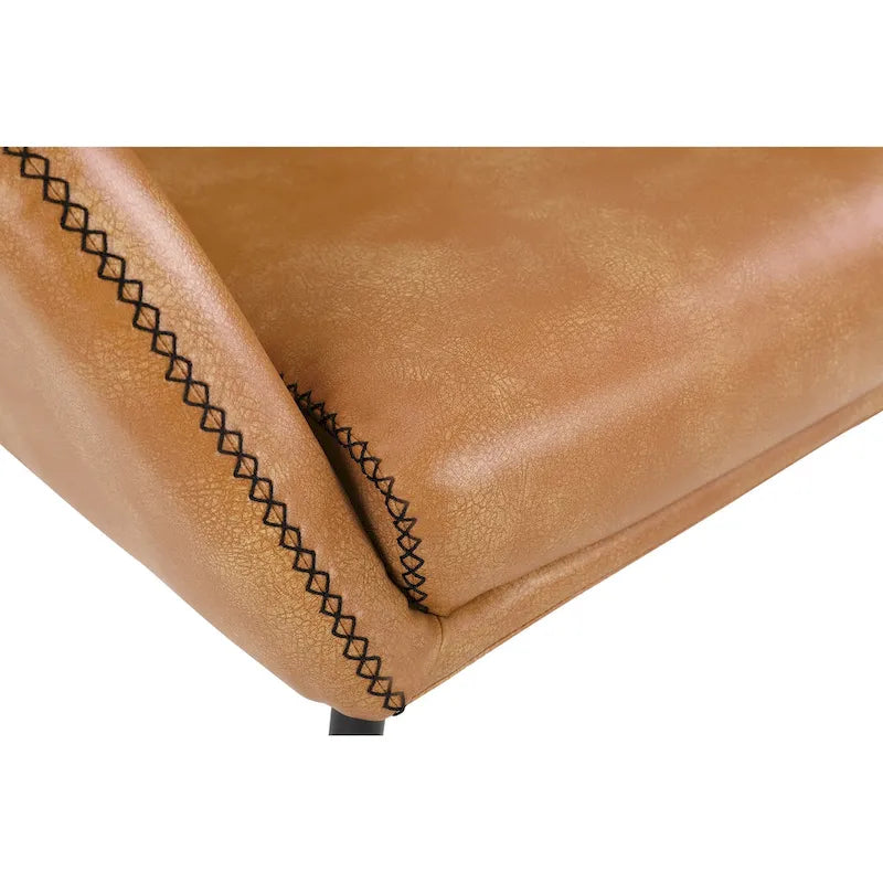 Fauteuil d'appoint Brooks en similicuir avec surpiqûres et pieds noirs