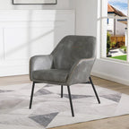 Fauteuil d'appoint Brooks en similicuir avec surpiqûres et pieds noirs