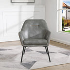 Fauteuil d'appoint Brooks en similicuir avec surpiqûres et pieds noirs