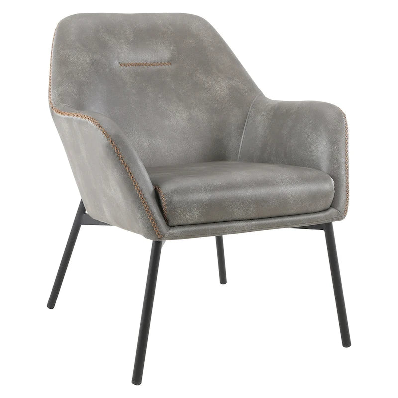 Fauteuil d'appoint Brooks en similicuir avec surpiqûres et pieds noirs