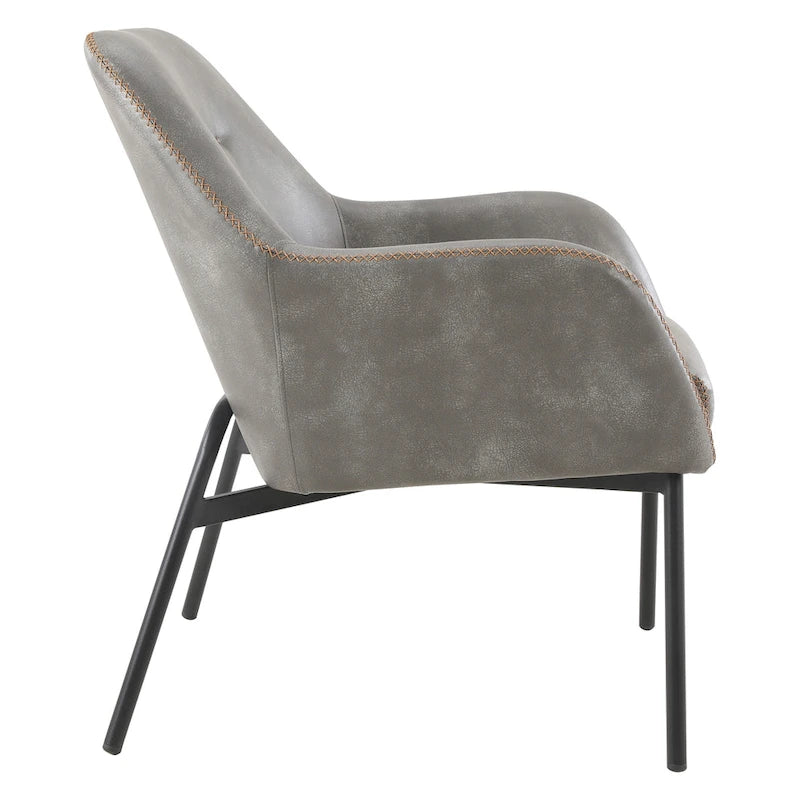 Fauteuil d'appoint Brooks en similicuir avec surpiqûres et pieds noirs