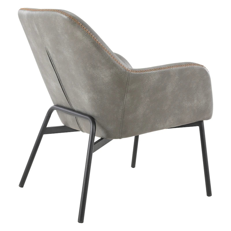 Fauteuil d'appoint Brooks en similicuir avec surpiqûres et pieds noirs