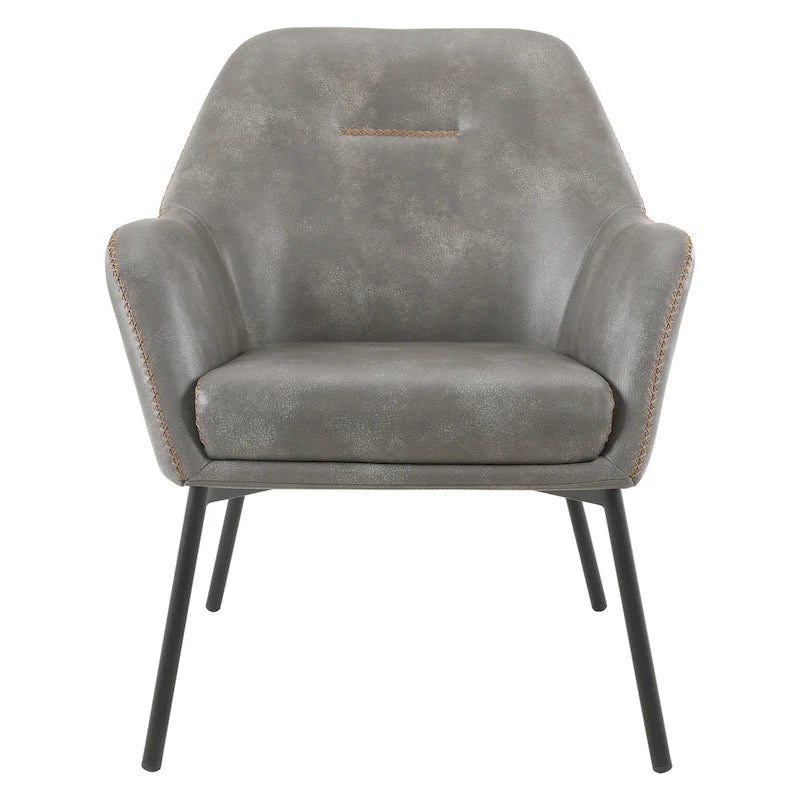 Fauteuil d'appoint Brooks en similicuir avec surpiqûres et pieds noirs