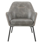 Fauteuil d'appoint Brooks en similicuir avec surpiqûres et pieds noirs