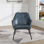 Fauteuil d'appoint Brooks en similicuir avec surpiqûres et pieds noirs