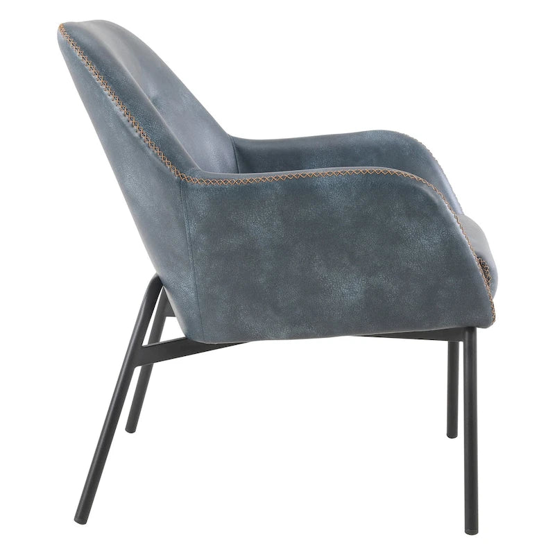Fauteuil d'appoint Brooks en similicuir avec surpiqûres et pieds noirs