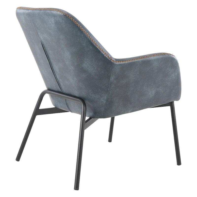 Fauteuil d'appoint Brooks en similicuir avec surpiqûres et pieds noirs