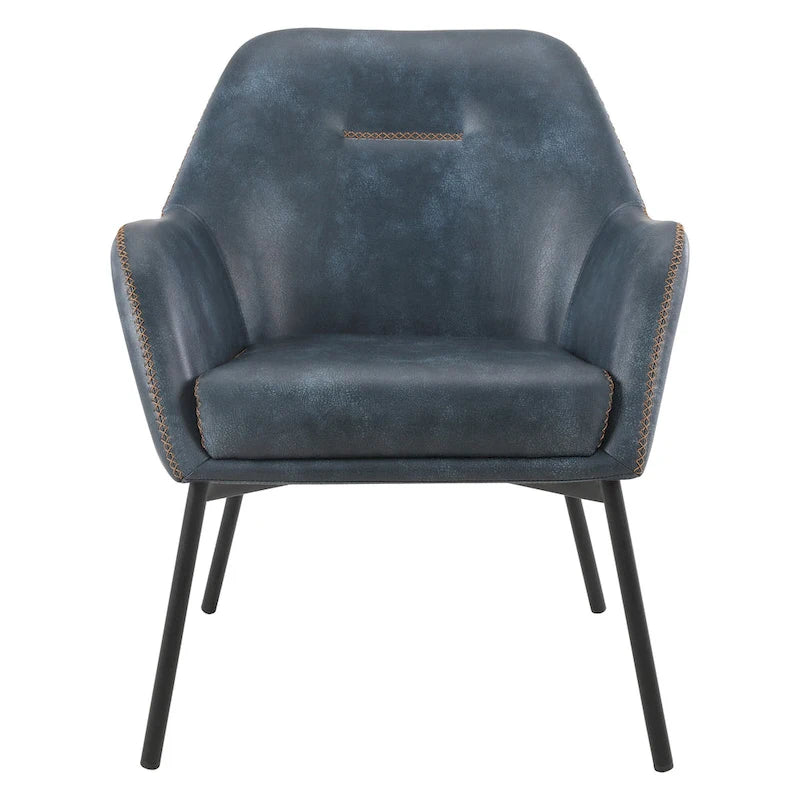 Fauteuil d'appoint Brooks en similicuir avec surpiqûres et pieds noirs