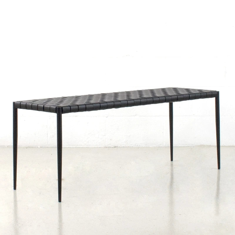 Table basse/banc en cuir tressé moderne du milieu du siècle Soho 71 cm/ 119 cm