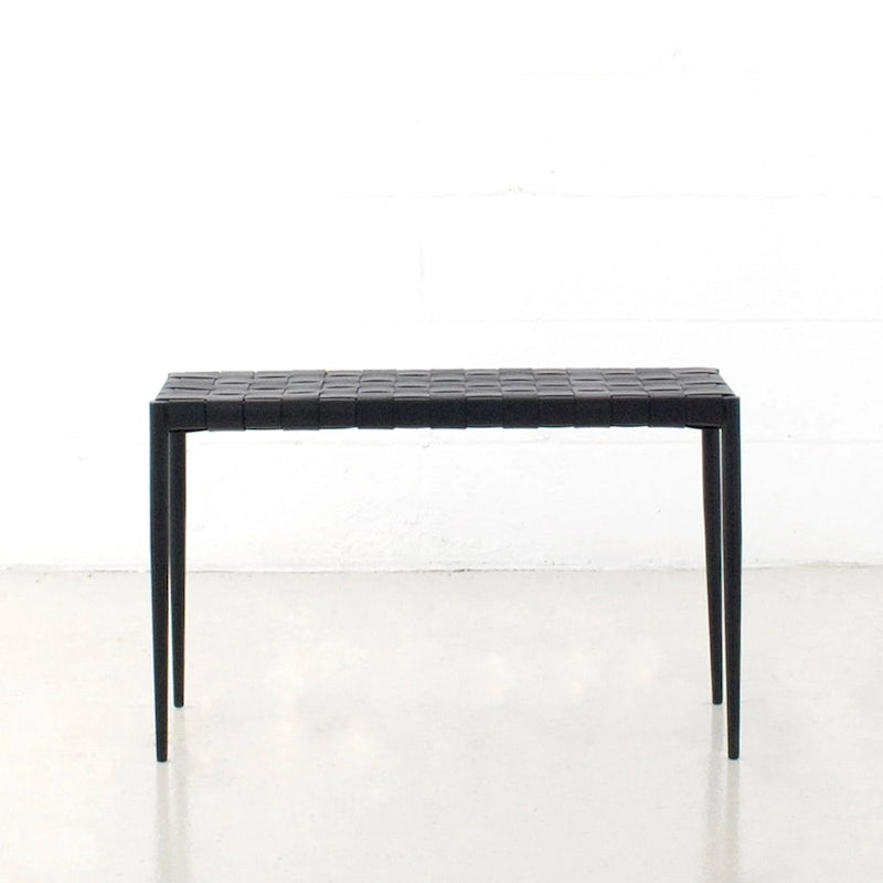 Table basse/banc en cuir tressé moderne du milieu du siècle Soho 71 cm/ 119 cm