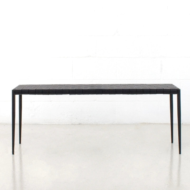 Table basse/banc en cuir tressé moderne du milieu du siècle Soho 71 cm/ 119 cm