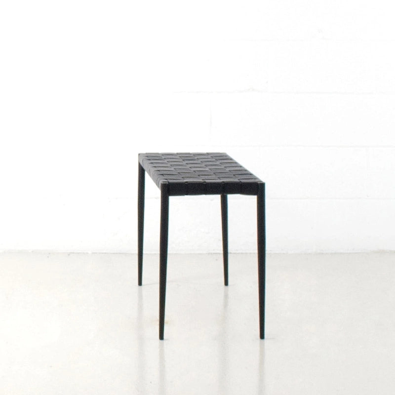 Table basse/banc en cuir tressé moderne du milieu du siècle Soho 71 cm/ 119 cm