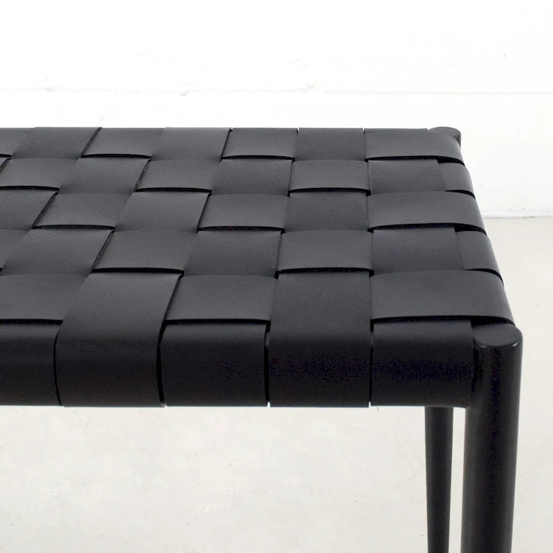 Table basse/banc en cuir tressé moderne du milieu du siècle Soho 71 cm/ 119 cm