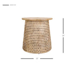 Table basse et table d'appoint Kamari en rotin avec plateau en bois