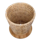 Table basse et table d'appoint Kamari en rotin avec plateau en bois