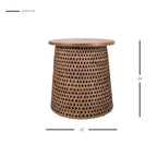 Table basse et table d'appoint Kamari en rotin avec plateau en bois