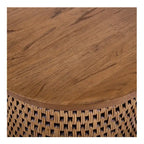 Table basse et table d'appoint Kamari en rotin avec plateau en bois
