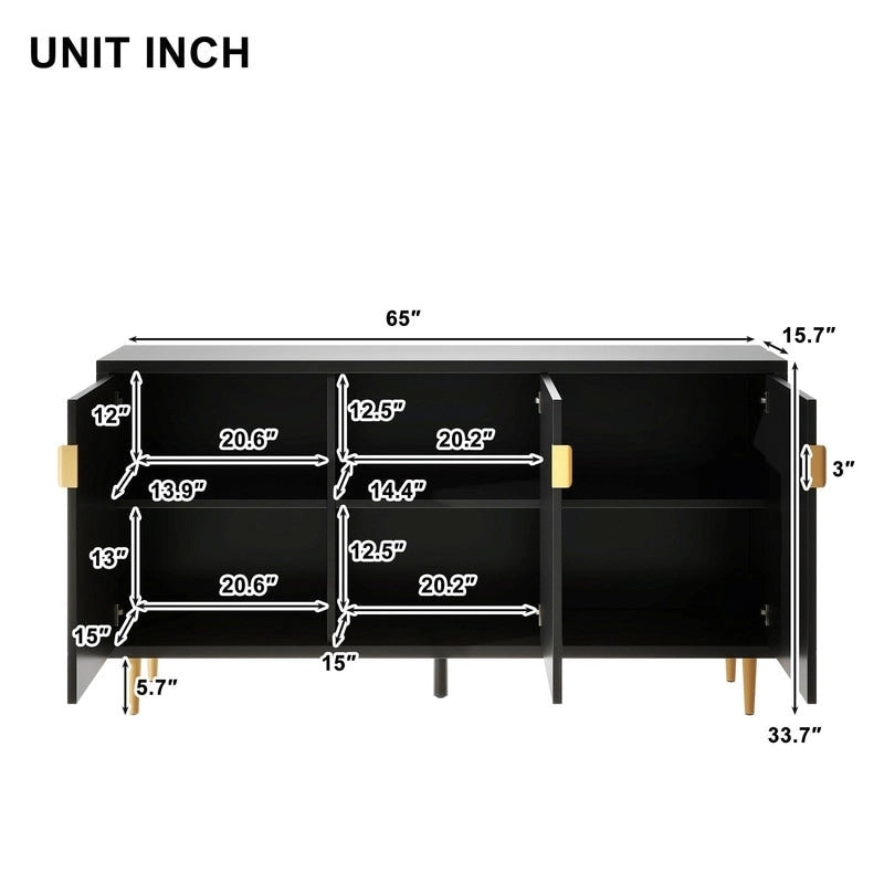 Console de 70 pouces de largeur avec étagères réglables