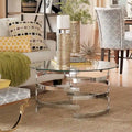 Nova Round Glass Top Vortex Iron Base Accent Table by 