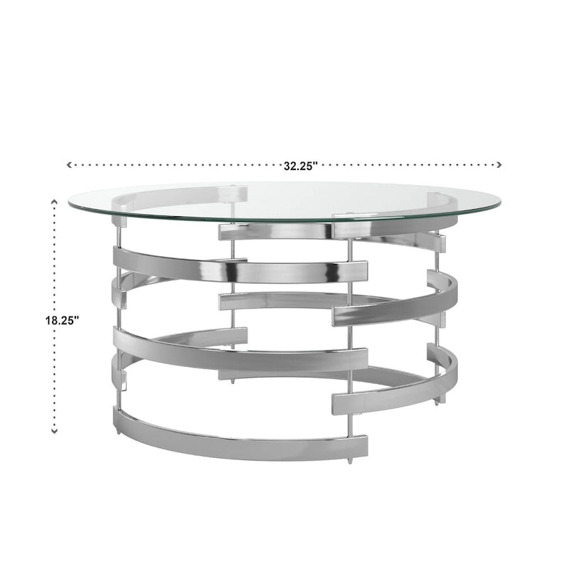 Table d'appoint Nova avec plateau en verre rond et base en fer Vortex par