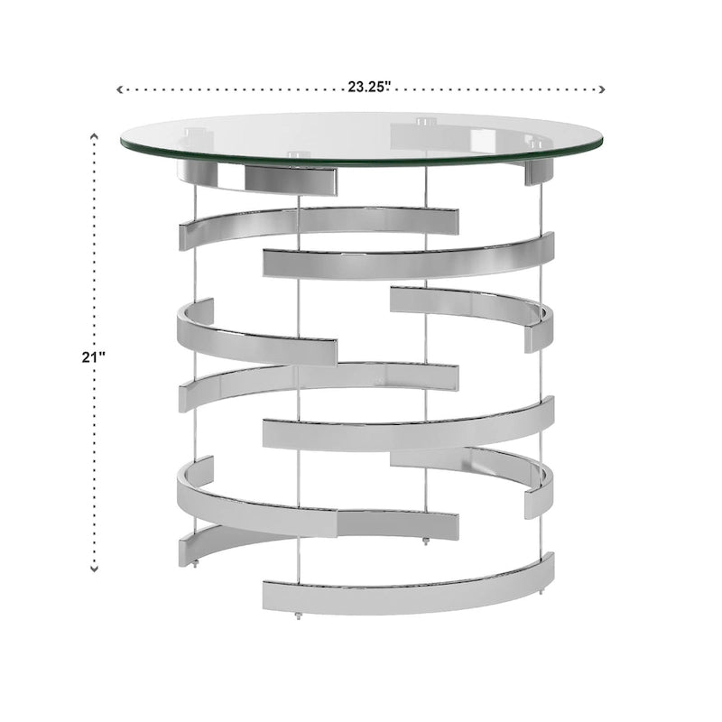 Table d'appoint Nova avec plateau en verre rond et base en fer Vortex par