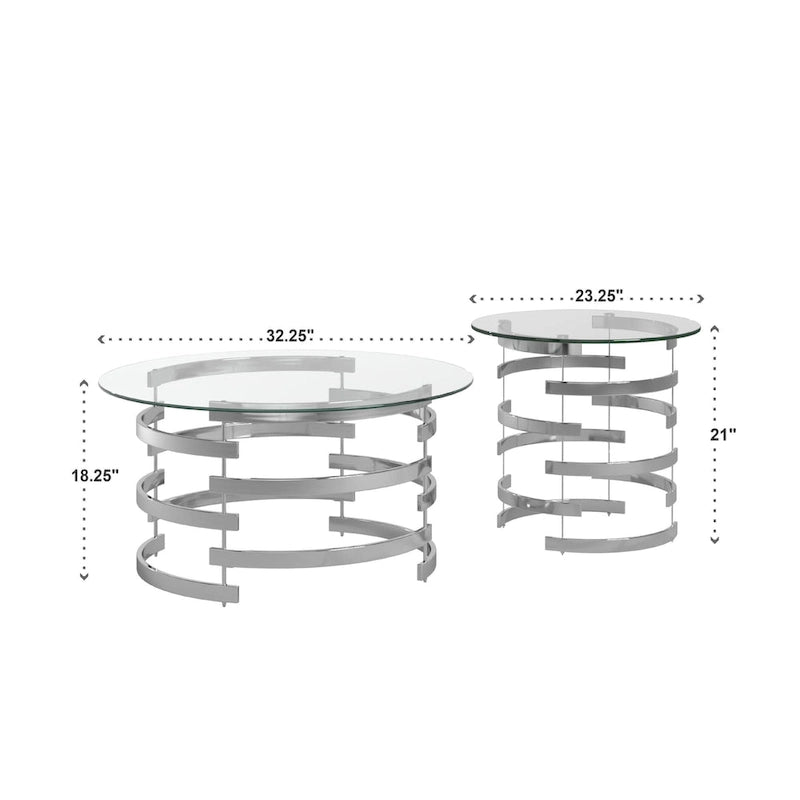 Table d'appoint Nova avec plateau en verre rond et base en fer Vortex par