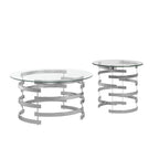 Table d'appoint Nova avec plateau en verre rond et base en fer Vortex par