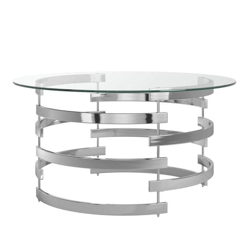 Table d'appoint Nova avec plateau en verre rond et base en fer Vortex par