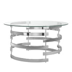 Table d'appoint Nova avec plateau en verre rond et base en fer Vortex par