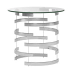 Table d'appoint Nova avec plateau en verre rond et base en fer Vortex par
