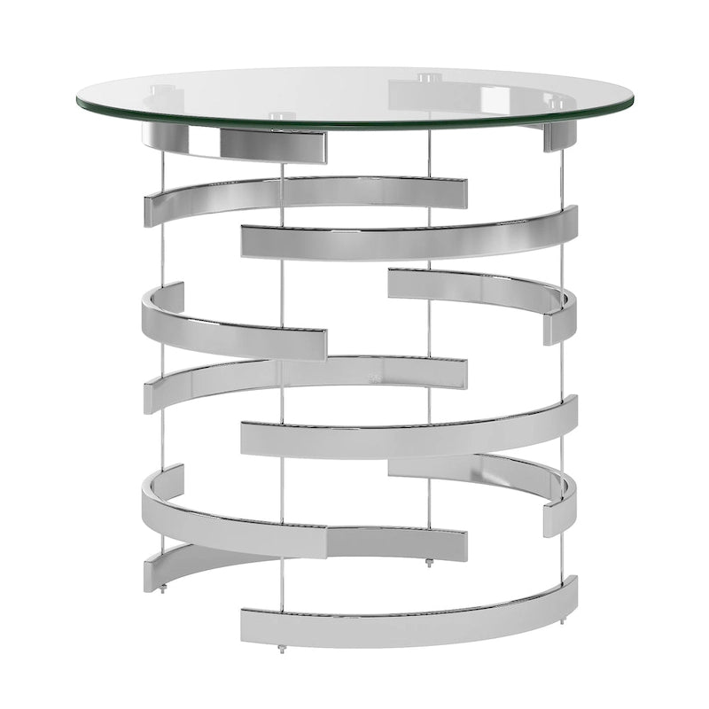 Table d'appoint Nova avec plateau en verre rond et base en fer Vortex par