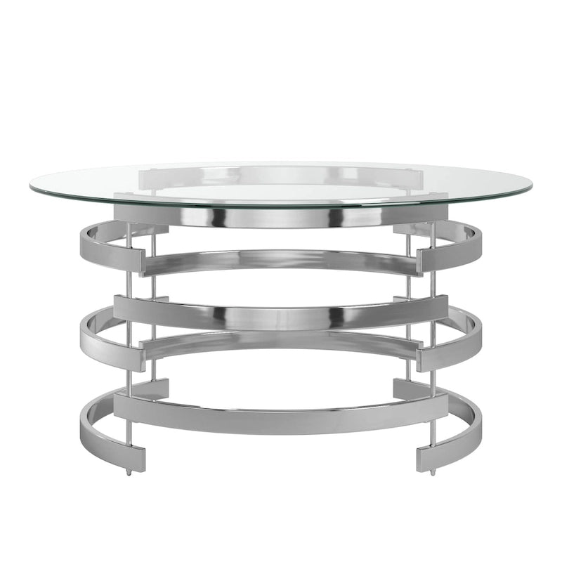 Table d'appoint Nova avec plateau en verre rond et base en fer Vortex par