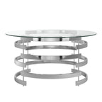 Table d'appoint Nova avec plateau en verre rond et base en fer Vortex par