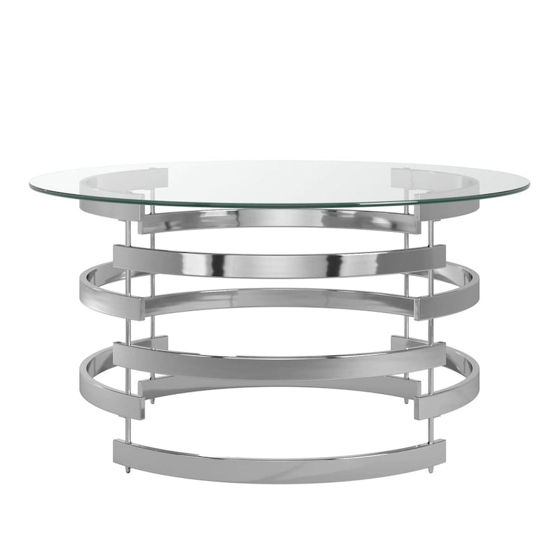 Table d'appoint Nova avec plateau en verre rond et base en fer Vortex par