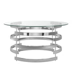 Table d'appoint Nova avec plateau en verre rond et base en fer Vortex par