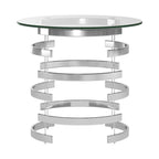 Table d'appoint Nova avec plateau en verre rond et base en fer Vortex par