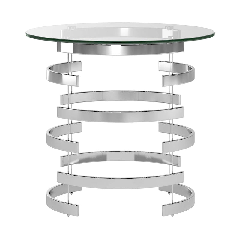 Table d'appoint Nova avec plateau en verre rond et base en fer Vortex par