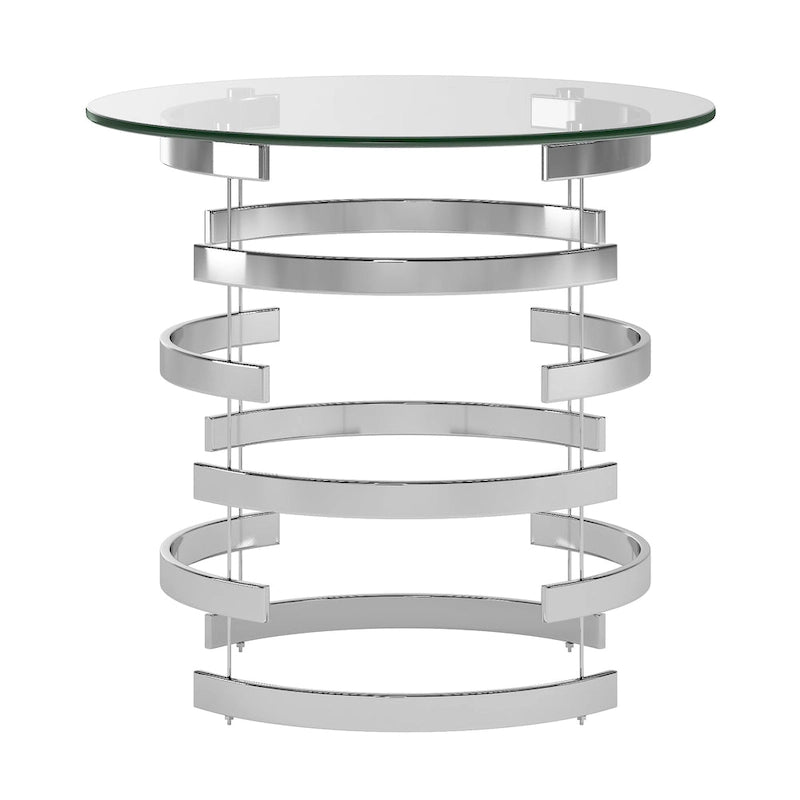 Table d'appoint Nova avec plateau en verre rond et base en fer Vortex par