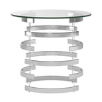 Table d'appoint Nova avec plateau en verre rond et base en fer Vortex par