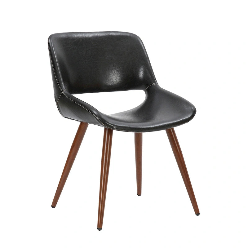 Chaise de salle à manger Langa en similicuir d'inspiration milieu de siècle avec pieds en métal