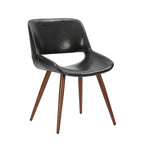Chaise de salle à manger Langa en similicuir d'inspiration milieu de siècle avec pieds en métal