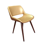 Chaise de salle à manger Langa en similicuir d'inspiration milieu de siècle avec pieds en métal