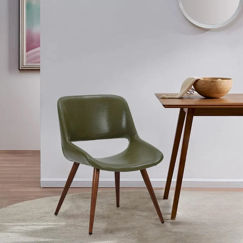 Chaise de salle à manger Langa en similicuir d'inspiration milieu de siècle avec pieds en métal