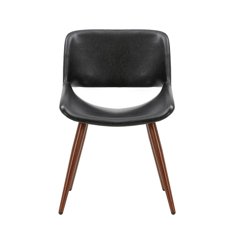 Chaise de salle à manger Langa en similicuir d'inspiration milieu de siècle avec pieds en métal