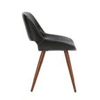 Chaise de salle à manger Langa en similicuir d'inspiration milieu de siècle avec pieds en métal